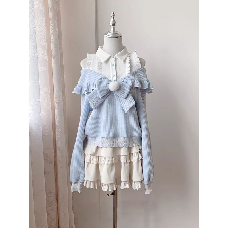 Blouse Off Shoulder - Conjunto Kawaii Soft Girl Lolita de