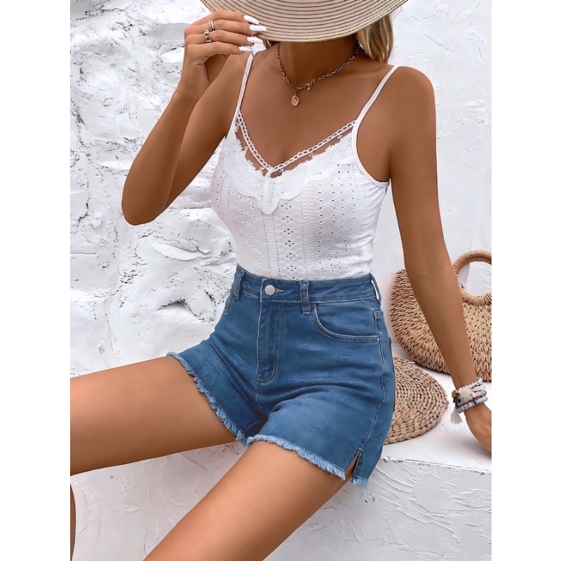Shorts Denim Frayed - Shorts Jeans Femininos de Cintura Alta