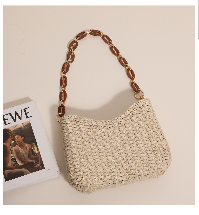 Tote Bag Beach - Bolsa de Palha Trançada para Mulheres: