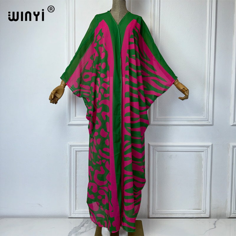 Cover Up Kaftan - WINYI África Kimonos com Estampa Boêmia,