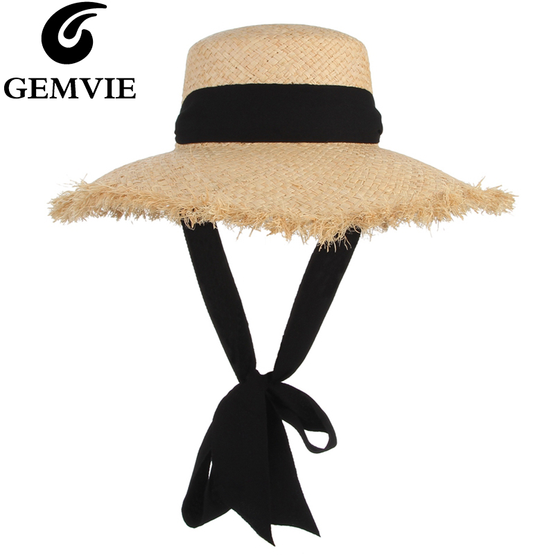 Hat Floppy Wide - Gemvie chapéu de palha de ráfia