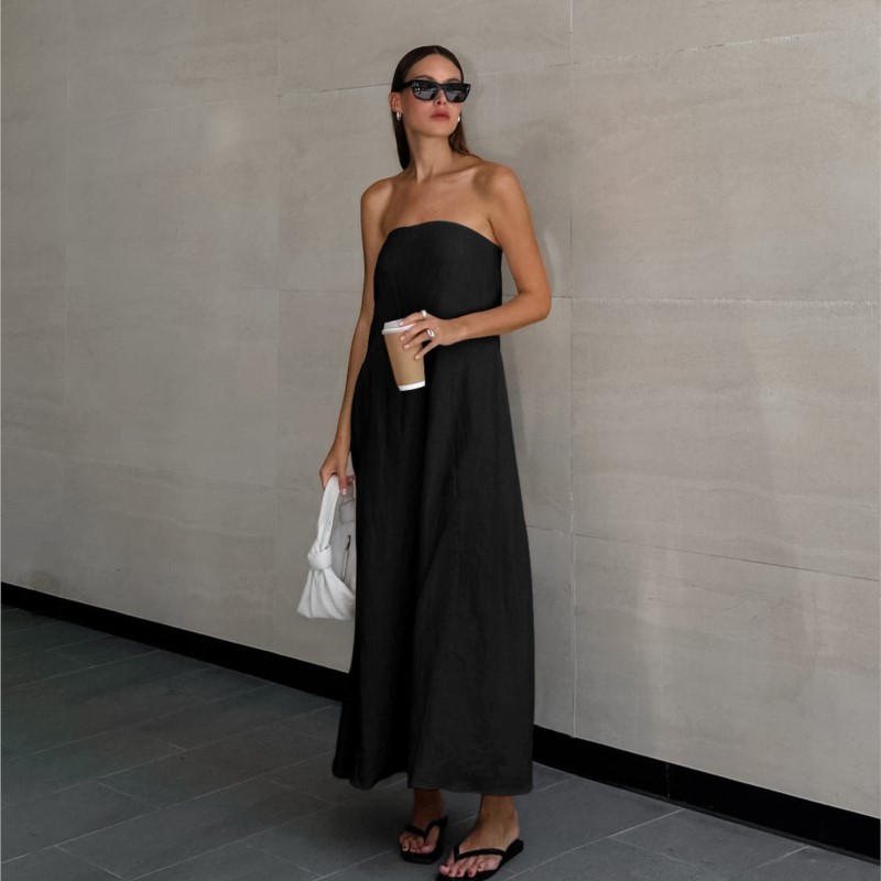 Moda elegante design simples s - Linen Dress Wrap avaliação e preço