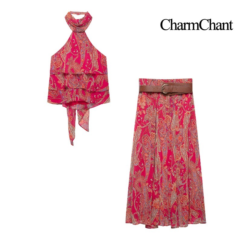 Conjunto Feminino CHARMCHANT c - Midi Skirt Floral avaliação e preço
