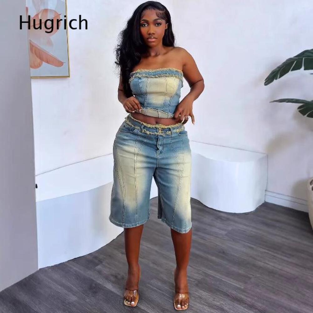 Conjunto Feminino: Top Cropped - Shorts Denim Frayed avaliação e preço