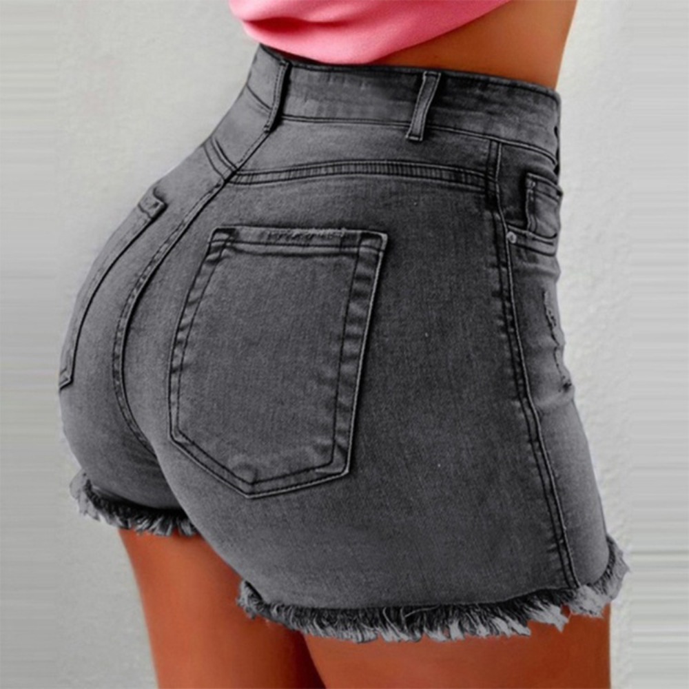 Shorts jeans femininos de cint - Shorts Denim Frayed avaliação e preço