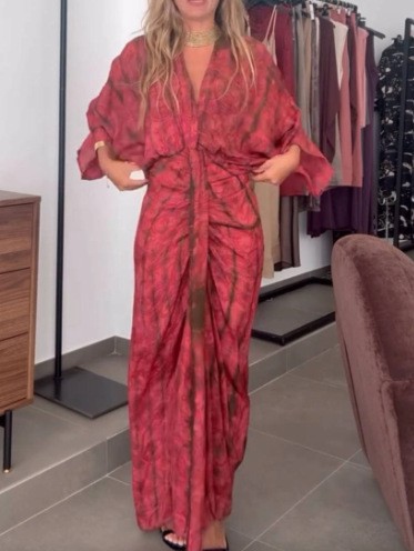 Vestido de Verão Feminino em L - Linen Dress Wrap avaliação e preço